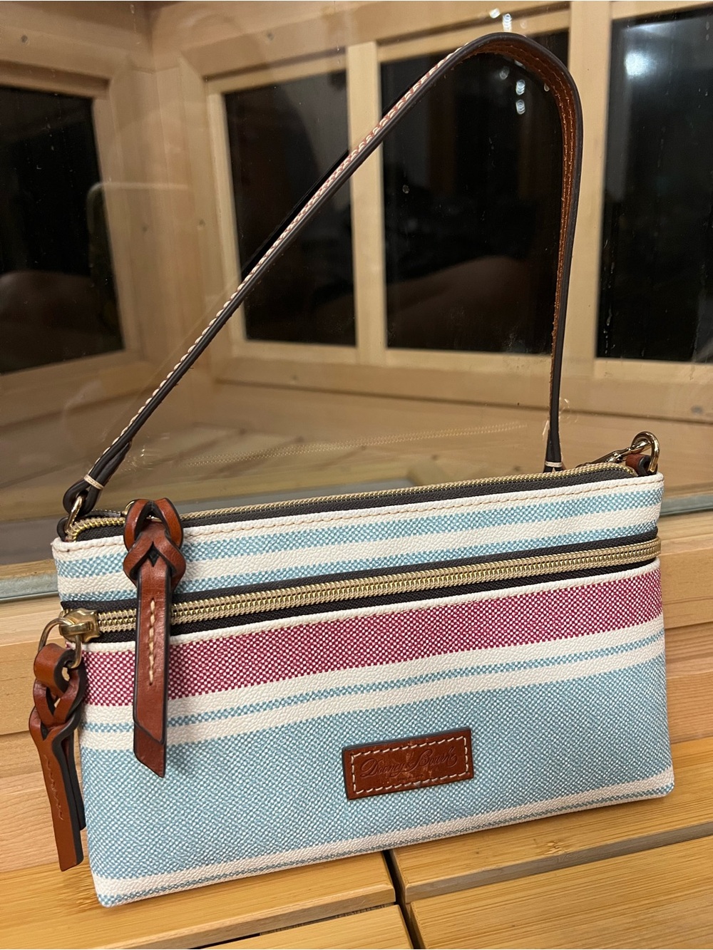 Dooney & Bourke Westerly Tech wristlet clutch striped canvas